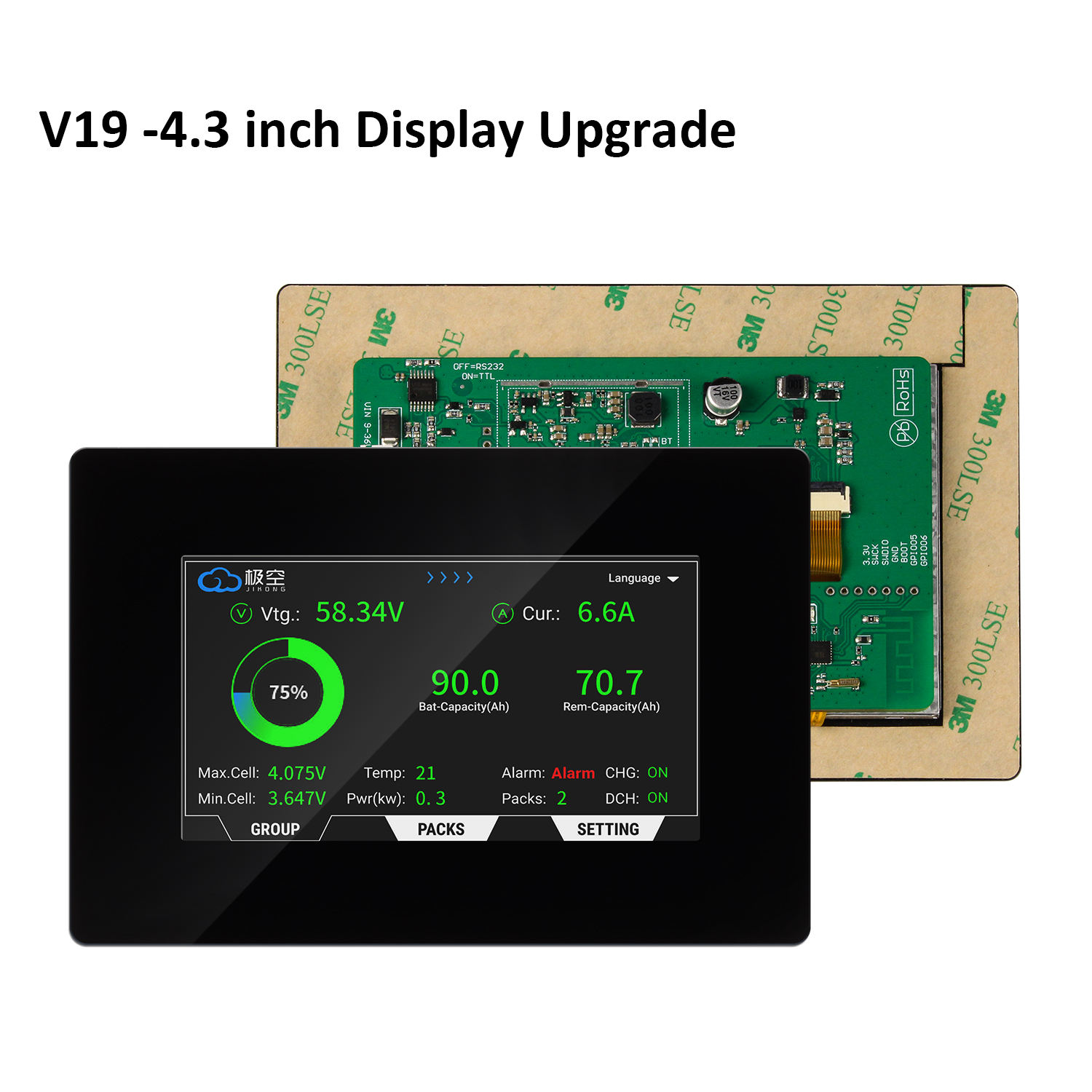 Smart Bms - Wyświetlacz dotykowy JIKONG 4.3 cala V19